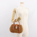Salvatore Ferragamo Vala Hand Bag Rattan Leather Brown Silver Auth am9489-20