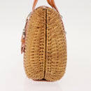 Salvatore Ferragamo Vala Hand Bag Rattan Leather Brown Silver Auth am9489-3