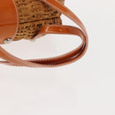 Salvatore Ferragamo Vala Hand Bag Rattan Leather Brown Silver Auth am9489-7