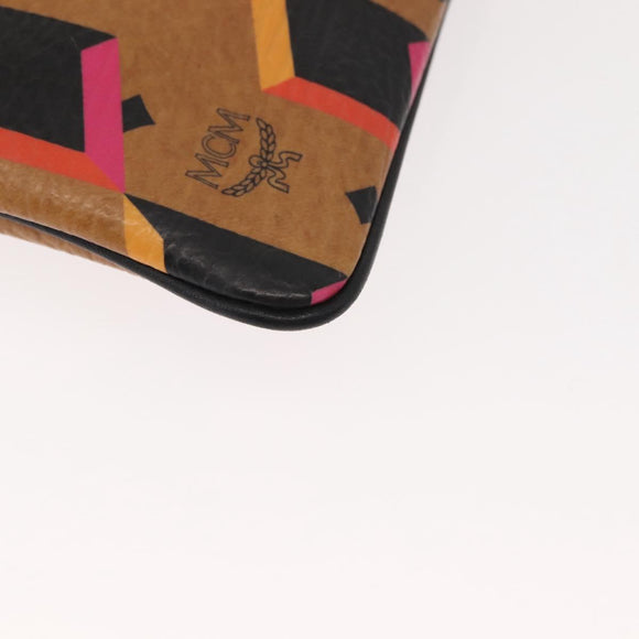 MCM Logogram Vicetos Clutch Bag PVC Leather Brown Auth am9490