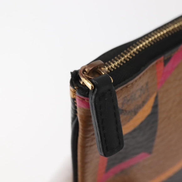 MCM Logogram Vicetos Clutch Bag PVC Leather Brown Auth am9490