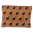 MCM Logogram Vicetos Clutch Bag PVC Leather Brown Auth am9490-2