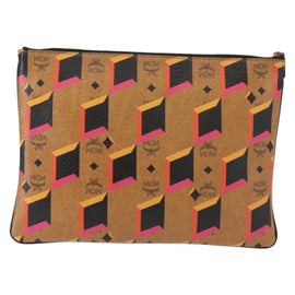 MCM Logogram Vicetos Clutch Bag PVC Leather Brown Auth am9490 - 0