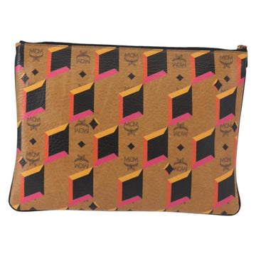 MCM Logogram Vicetos Clutch Bag PVC Leather Brown Auth am9490 - 0