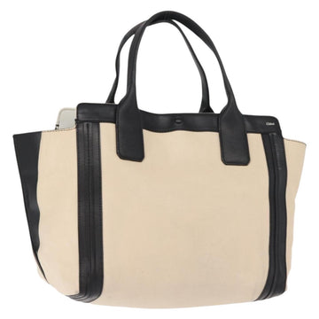 Chloe Alison Hand Bag Leather Ivory Black gold Auth am9491