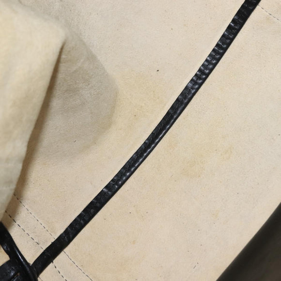 Chloe Alison Hand Bag Leather Ivory Black gold Auth am9491