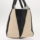 Chloe Alison Hand Bag Leather Ivory Black gold Auth am9491-3