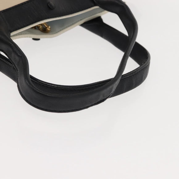 Chloe Alison Hand Bag Leather Ivory Black gold Auth am9491