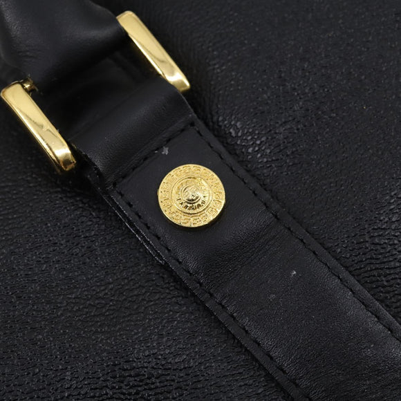 VERSACE Boston Bag Leather 2way Black Gold Auth am9495