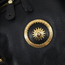 VERSACE Boston Bag Leer 2way Zwart Goud Auth am9495-18