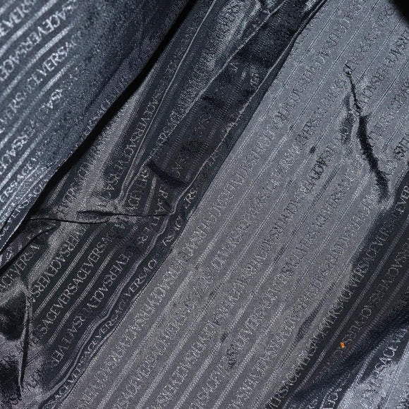 VERSACE Boston Bag Leather 2way Black Gold Auth am9495