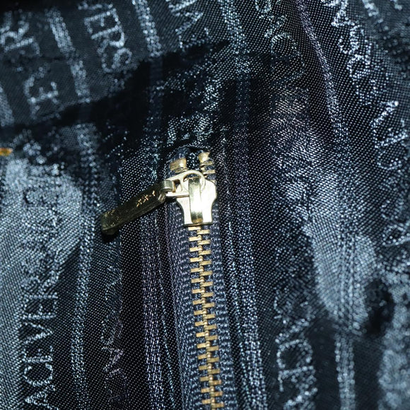 VERSACE Boston Bag Leather 2way Black Gold Auth am9495