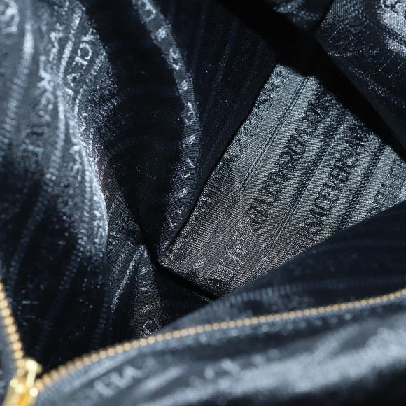 VERSACE Boston Bag Leer 2way Zwart Goud Auth am9495