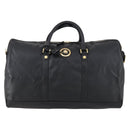 VERSACE Boston Bag Leer 2way Zwart Goud Auth am9495-2
