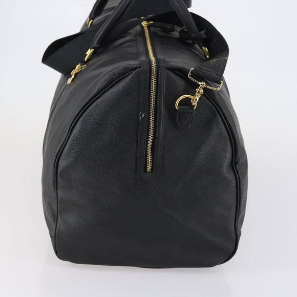 VERSACE Boston Bag Leer 2way Zwart Goud Auth am9495
