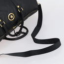 VERSACE Boston Bag Leer 2way Zwart Goud Auth am9495-7