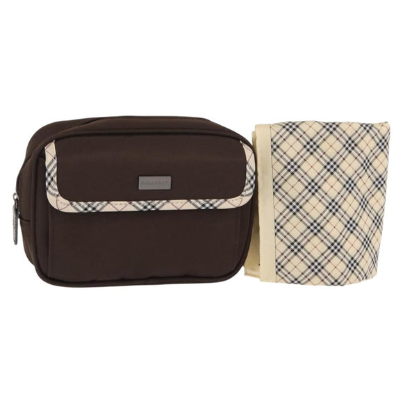 BURBERRY Nova Check Handkerchief Pouch Canvas 2 Set Brown Beige Auth am9497