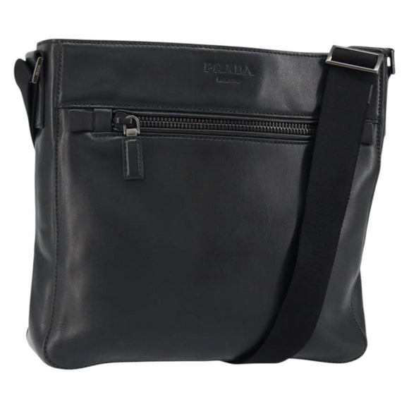 PRADA Shoulder Bag Leather Black Auth am9498V