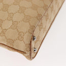 GUCCI GG Canvas Tote Bag Beige Brown 113015 Auth am9499V-9