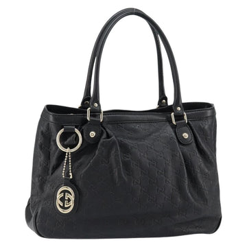 GUCCI GG Canvas Guccissima Tote Bag Leather Black Gold 296835 Auth am9501V