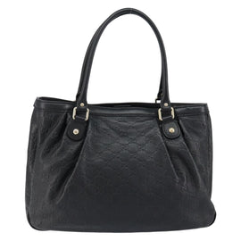 GUCCI GG Canvas Guccissima Tote Bag Leather Black Gold 296835 Auth am9501V - 0