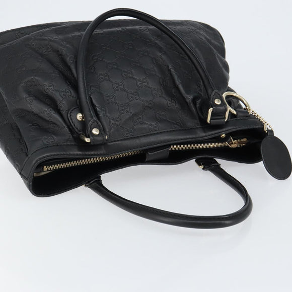 GUCCI GG Canvas Guccissima Tote Bag Leather Black Gold 296835 Auth am9501V