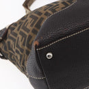 FENDI Zucca Canvas Celeria Tote Bag Black Brown Silver Auth am9502-15