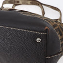 FENDI Zucca Canvas Celeria Tote Bag Black Brown Silver Auth am9502-16