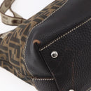 FENDI Zucca Canvas Celeria Tote Bag Black Brown Silver Auth am9502-17