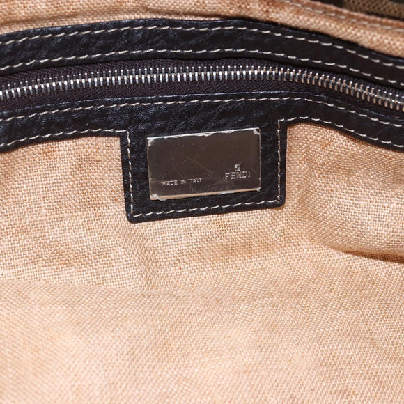 FENDI Zucca Canvas Celeria Tote Bag Black Brown Silver Auth am9502