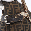 FENDI Zucca Canvas Celeria Tote Bag Black Brown Silver Auth am9502-5