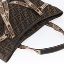 FENDI Zucca Canvas Celeria Tote Bag Black Brown Silver Auth am9502-7