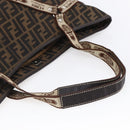 FENDI Zucca Canvas Celeria Tote Bag Black Brown Silver Auth am9502-8