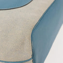 HERMES Giardinier PM Tote Bag Canvas Leather Beige Blue Auth am9505-9