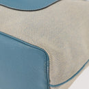 HERMES Giardinier PM Tote Bag Canvas Leather Beige Blue Auth am9505-14