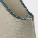 HERMES Giardinier PM Tote Bag Canvas Leather Beige Blue Auth am9505-10