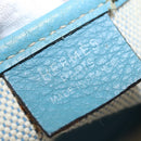 HERMES Giardinier PM Tote Bag Canvas Leather Beige Blue Auth am9505-17