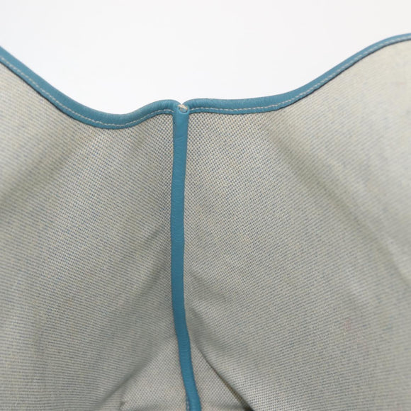 HERMES Giardinier PM Tote Bag Canvas Leather Beige Blue Auth am9505