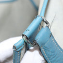 HERMES Giardinier PM Tote Bag Canvas Leather Beige Blue Auth am9505-11