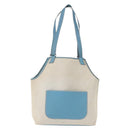 HERMES Giardinier PM Tote Bag Canvas Leather Beige Blue Auth am9505-13