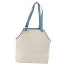 HERMES Giardinier PM Tote Bag Canvas Leather Beige Blue Auth am9505-2