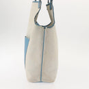HERMES Giardinier PM Tote Bag Canvas Leather Beige Blue Auth am9505-3