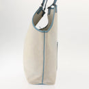 HERMES Giardinier PM Tote Bag Canvas Leather Beige Blue Auth am9505-4