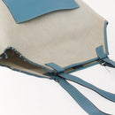 HERMES Giardinier PM Tote Bag Canvas Leather Beige Blue Auth am9505-6