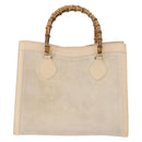 GUCCI Bamboo Hand Bag Suede Light Beige Gold 002 2853 0260 0 Auth am9506-13