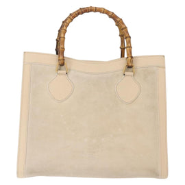 GUCCI Bamboo Hand Bag Suede Light Beige Gold 002 2853 0260 0 Auth am9506 - 0
