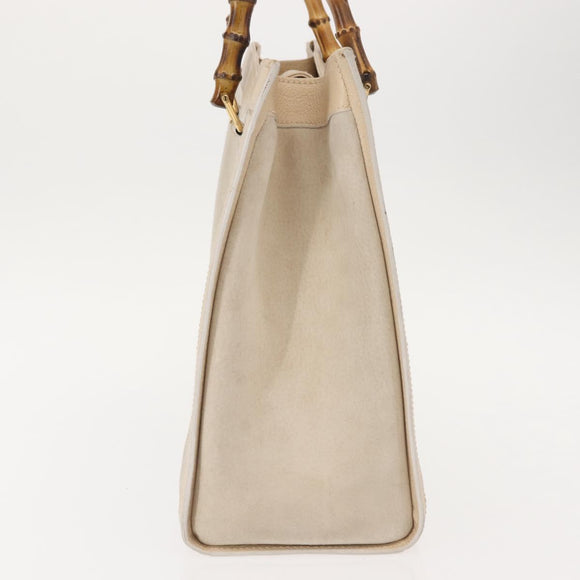 GUCCI Bamboo Hand Bag Suede Light Beige Gold 002 2853 0260 0 Auth am9506
