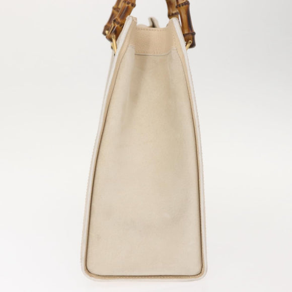 GUCCI Bamboo Hand Bag Suede Light Beige Gold 002 2853 0260 0 Auth am9506