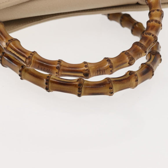 GUCCI Bamboo Hand Bag Suede Light Beige Gold 002 2853 0260 0 Auth am9506