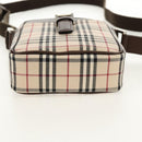 BURBERRY Nova Check Shoulder Bag Canvas Beige Silver Auth am9514V-5